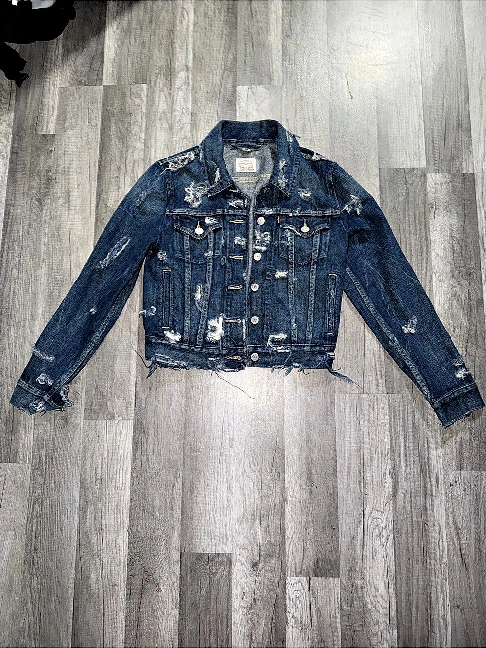 Levi's Vintage Destructed Trucker Jacket Distressed Denim Blue